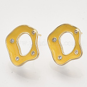 Brass Micro Pave Cubic Zirconia Stud Earring Findings KK-T054-35G-03-NF