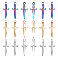 UNICRAFTALE 16pcs Dagger Bookmark Charms 304 Stainless Steel Sword Pendants Hypoallergenic Punk Earring Sword Charms 45mm Metal