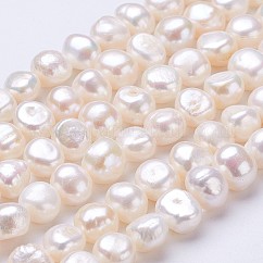 Fili di perle di perle d'acqua dolce coltivate naturali, pepite, colore conchiglia, 10x9~10x7~9mm, Foro: 0.5 mm, circa 36pcs/filo, 13.5 pollice