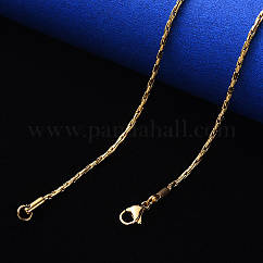 Collar de cadena de eslabones Boston de acero inoxidable 304 con revestimiento al vacío de PVD, con cierre de pinza, real 18k chapado en oro, 19.68 pulgada (50 cm) x0.6 mm