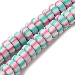 Perles en pate polymère brins, rondelle, turquoise, 6.5~7x3~3.5mm, Trou: 1.6mm, Environ 116~123 pcs/chapelet, 15.55~15.94'' (39.5~40.5 cm)