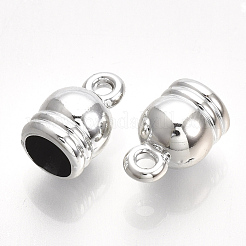 UVメッキABSプラスチックコードエンド  エンドキャップ  プラチナ  12.5x8mm  穴：1.8mm  内径：6mm&nbsp;CCB-S162-16D-04