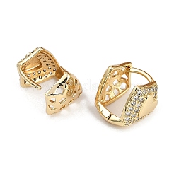 Orecchini a cerchio da donna in ottone con micro pavé di zirconi chiari&nbsp;EJEW-U030-04G-01