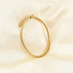 Открытый браслет-манжета из нержавеющей стали 304 с вакуумным покрытием PVD с овальными бусинами BJEW-C031-01G