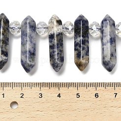 Нити бусин из натуральной голубой яшмы с двойными концами G-H069-A10-01