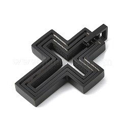 304ステンレスペンダント  クロスチャーム  ブラック  37x24x3.5mm  穴：2x4.5mm&nbsp;STAS-U040-06B