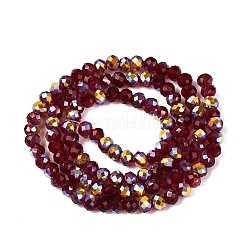 Brins de perles rondelles en verre transparent plaqué couleur AB&nbsp;EGLA-T029-4mm-10C