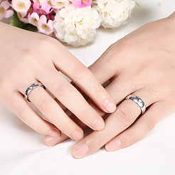 バレンタインデーのギフト、女性用刻印入りステンレススチールカップルリング  ステンレス鋼色  サイズ8  18.1mm&nbsp;RJEW-BB16383-8P