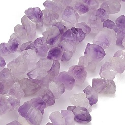 未加工の天然ドゥルージーアメジストビーズの連  ナゲット  ナゲット  10~19x8~12x5~10mm  穴：1mm  約50~52個/連  15.75''（40センチメートル）&nbsp;GG-CBAC61B-A01-02