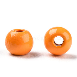 塗装合金ビーズをスプレー  ラウンド  オレンジ  4x3mm  穴：1.2mm&nbsp;PALLOY-TAC0044-50A