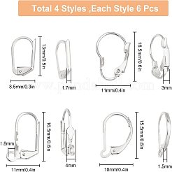 24шт 4 стиля латунные серьги с рычагом&nbsp;KK-SC0002-28S