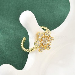 Messing Micro Pave Zirkonia Manschette offene Ringe&nbsp;CU-CBACDF6-05G