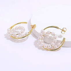 Элегантные модные латунные серьги-гвоздики с имитацией жемчуга в форме спирали&nbsp;SE3359