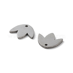変色しない304ステンレススチールチャーム  レーザー切断  リーフチャーム  ステンレス鋼色  9.5x11x1mm  穴：1mm&nbsp;STAS-R226-03P
