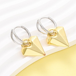 Двухцветные латунные серьги-кольца в форме сердца&nbsp;EJEW-D322-12GP-02B