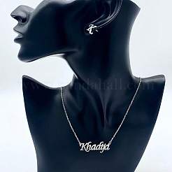Комплекты из серег-гвоздиков с буквой «К» из нержавеющей стали и подвесок в виде слова «Хадиджа» для женщин ES0413-2