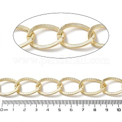 酸化アルミニウム溝付きカーブチェーン  溶接されていない  スプールで  ゴールドカラー  24x18x1.5mm  約49.21フィート（15m）/ロール&nbsp;CHA-E003-18G