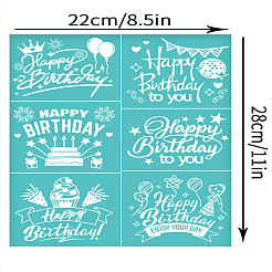 Pochoir de sérigraphie auto-adhésif thème joyeux anniversaire&nbsp;X1-DIY-WH0338-328