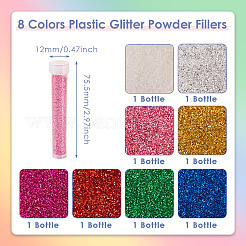 8 бутылка 8-х цветных пластиковых блестящих порошковых наполнителей AJEW-TA0001-36