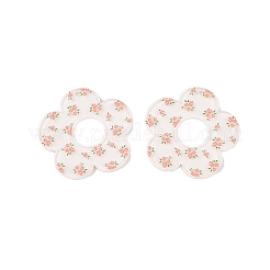 花をテーマにしたプリントアクリルパーツ  フローラルホワイト  33.5x33.5x2mm  穴：1.6mm&nbsp;OACR-T028-06G