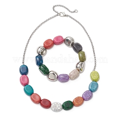 Браслеты и ожерелья из овальных акриловых бусин&nbsp;SJEW-JS01345