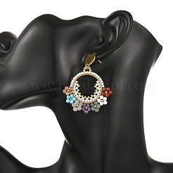 Boucles d'oreilles pendantes tressées en améthyste naturelle&nbsp;EJEW-MZ00787