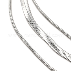 変色しない 304 ステンレススチール スネークチェーン 3層ネックレス 女性用  ステンレス鋼色  15.35インチ（39cm）&nbsp;NJEW-C028-01P