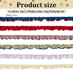 6m 6色コットンリボン  シフォンプリーツレーストリムドレス  ミックスカラー  1-1/8インチ（28mm）  1m /カラー&nbsp;OCOR-NB0002-90B