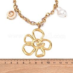 Ожерелья с подвесками-цветами из нержавеющей стали 304 NJEW-Z096-02G