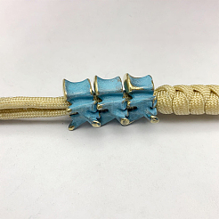 真鍮製ヨーロピアンビーズ  大穴ビーズ  椎骨  スチールブルー  20x17.5x12.5mm  穴：5mm  3個/箱&nbsp;KK-FH0006-54