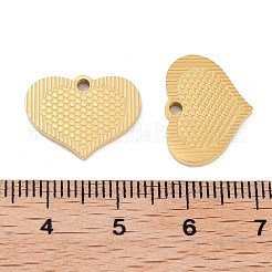 イオンプレーティング（IP）304ステンレスペンダント  レーザー切断  ハートチャーム  ゴールドカラー  13x17x1.5mm  穴：1.7mm&nbsp;STAS-I309-03G
