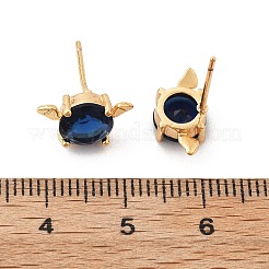 Серьги-гвоздики из латуни и стекла в форме летучей мыши для женщин EJEW-G428-15G