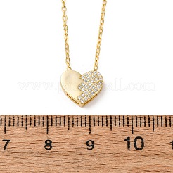 925 серебряное ожерелье с подвеской в виде сердца из микропаве из прозрачного кубического циркония для женщин NJEW-D316-04G