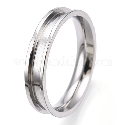 201 geriffelte Fingerringfassungen aus Edelstahl&nbsp;RJEW-TAC0017-4mm-01A