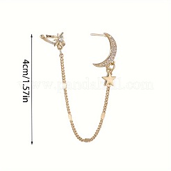 Серьги-каффы с кисточками из сплава и кристаллами горного хрусталя&nbsp;FS-WGCD986-01