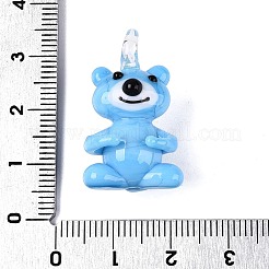手作りランプワークペンダント  クマのチャーム  ライトスカイブルー  27.5~30x16.5~17.5x14~17mm  穴：2~3.5mm&nbsp;LAMP-N034-24C