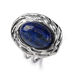 Anillos ovalados de lapislázuli natural&nbsp;RJEW-M063-01P-14