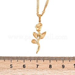 Женские ожерелья с подвеской в виде цветка розы из нержавеющей стали 304 NJEW-K255-52G