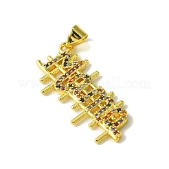 Pendentifs en laiton doré sertis de micro-pavés de zirconiums cubiques pour la fête des mères&nbsp;KK-H472-06D-G02