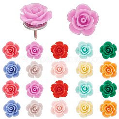30 pieza de alfileres de dibujo de flores de resina de 10 colores&nbsp;AJEW-BM0001-06