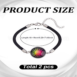 1 lot de 2 bracelets à maillons ronds et plats en acier inoxydable 304 lumineux pour la Saint-Valentin&nbsp;BJEW-LP0001-35A