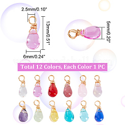 12шт 12 цветные стеклянные подвески&nbsp;PALLOY-AB00038