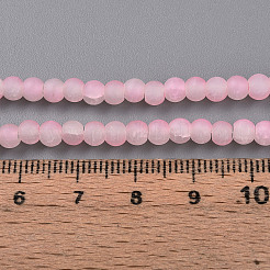 クラックガラスビーズ  ラウンド  ツートン  艶消し  パールピンク  4~4.5x3~4mm  穴：0.9mm&nbsp;X1-GLAA-N009-4mm-02