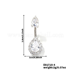 Кольца для пупка в форме штанги из прозрачной латуни с геометрическим узором из кубического циркония для женщин в подарок&nbsp;OY0687-4