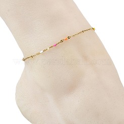 Fußkettchen aus emailliertem Edelstahl 304 mit geriffelter Kette und Satellitenkette für Damen&nbsp;AJEW-AN00808