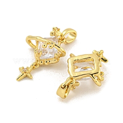 Латунные микропаве прозрачные подвески с фианитом KK-G490-01G