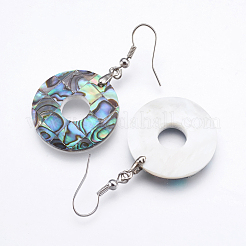 Orecchini pendenti conchiglia abalone / paua shell&nbsp;EJEW-F147-C07
