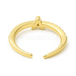 Кольцо-манжета с открытой буквой из прозрачного кубического циркония RJEW-H120-09G-A