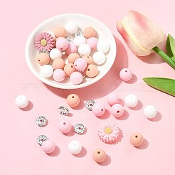 Наборы для самостоятельной сборки круглых бусин в виде ромашек&nbsp;DIY-FS0010-24B