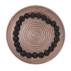 4 нить круглых бусин из натурального лавового камня G-GO0001-02